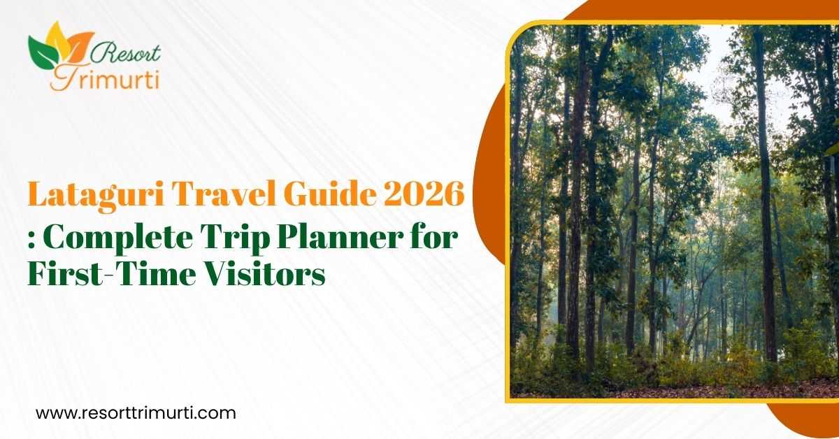 Lataguri Travel Guide 2026 featuring a peaceful forest view and Resort Trimurti, a resort in Lataguri for nature and wildlife travellers